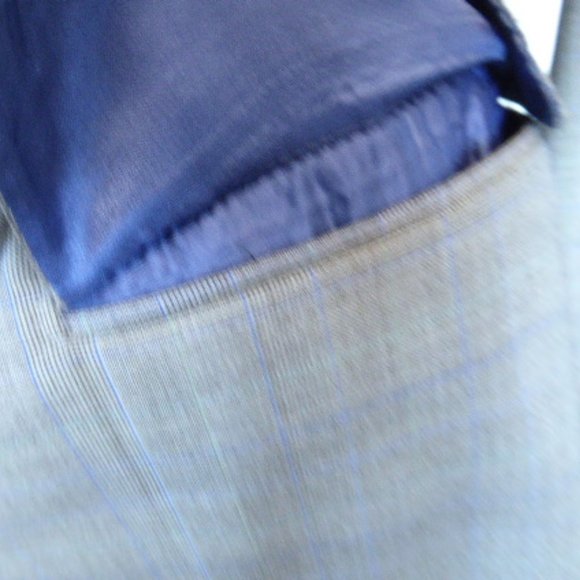 BELVEST suit 2 piece gray wool 2 button plaid jacket pants 42 made in Italy - Picture 9 of 11